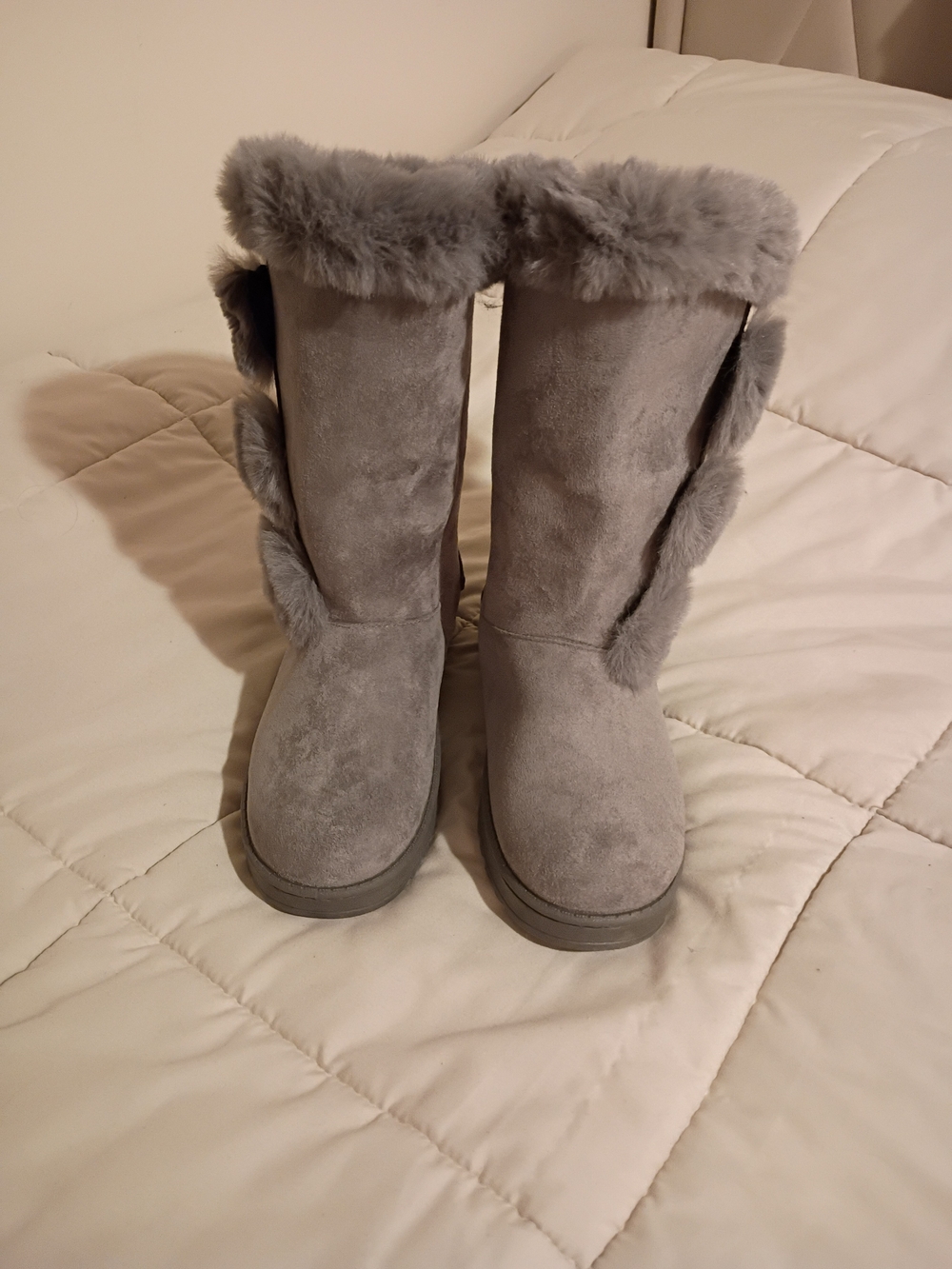 White Mountain Gray Faux Fur Mid-Calf Winter Boots